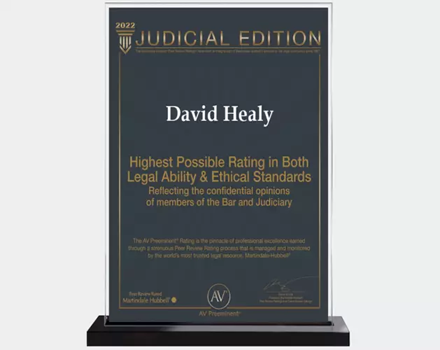 David Healy 2022 Judicial Edition Award - Highest Possible Rating in Both Legal Ability & Ethical Standards